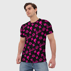 Футболка мужская Барби паттерн черно-розовый, цвет: 3D-принт — фото 2