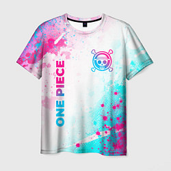 Футболка мужская One Piece neon gradient style: надпись, символ, цвет: 3D-принт