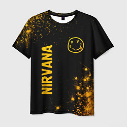 Футболка мужская Nirvana - gold gradient: надпись, символ, цвет: 3D-принт