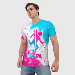 Футболка мужская Portal neon gradient style, цвет: 3D-принт — фото 2
