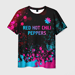 Футболка мужская Red Hot Chili Peppers - neon gradient: символ свер, цвет: 3D-принт