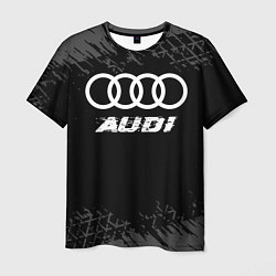 Футболка мужская Audi speed на темном фоне со следами шин, цвет: 3D-принт