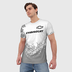 Футболка мужская Chevrolet speed на светлом фоне со следами шин: си, цвет: 3D-принт — фото 2