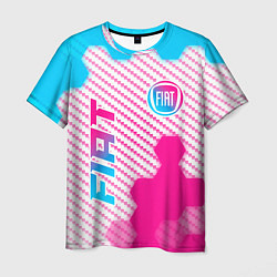 Футболка мужская Fiat neon gradient style: надпись, символ, цвет: 3D-принт
