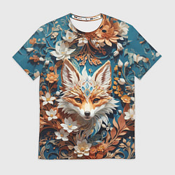 Футболка мужская Магический лисёнок в цветах, цвет: 3D-принт