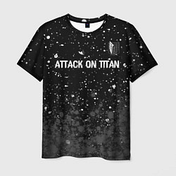 Футболка мужская Attack on Titan glitch на темном фоне: символ свер, цвет: 3D-принт