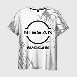 Футболка мужская Nissan speed на светлом фоне со следами шин, цвет: 3D-принт