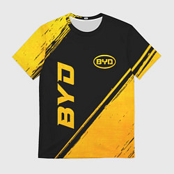 Футболка мужская BYD - gold gradient: надпись, символ, цвет: 3D-принт