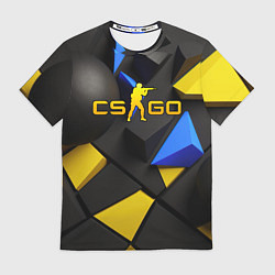 Футболка мужская CSGO blue yellow abstract, цвет: 3D-принт