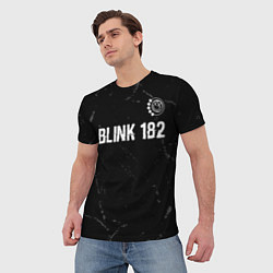 Футболка мужская Blink 182 glitch на темном фоне: символ сверху, цвет: 3D-принт — фото 2