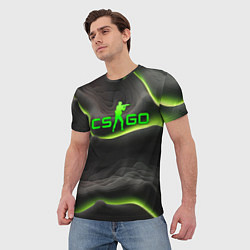 Футболка мужская CSGO green black logo, цвет: 3D-принт — фото 2