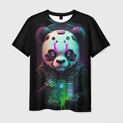 Футболка мужская Панда киберпанк, цвет: 3D-принт