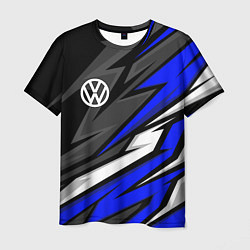 Футболка мужская Volkswagen - Синяя абстракция, цвет: 3D-принт