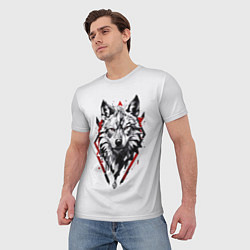 Футболка мужская Волк в геометрическом стиле с красными глазами, цвет: 3D-принт — фото 2