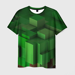 Футболка мужская Зелёный блоковый паттерн, цвет: 3D-принт
