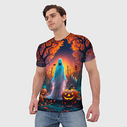 Футболка мужская Привидение в хэллоуинскую ночь, цвет: 3D-принт — фото 2