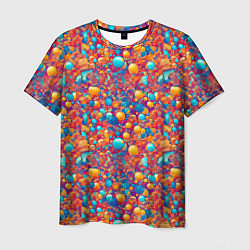 Футболка мужская Разноцветные пузырики узор, цвет: 3D-принт