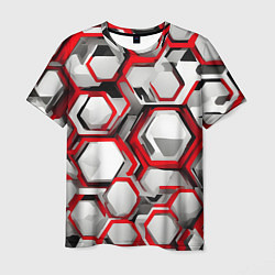 Футболка мужская Кибер Hexagon Красный, цвет: 3D-принт