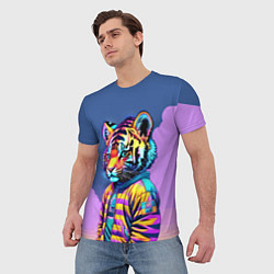 Футболка мужская Cool tiger cub - pop art, цвет: 3D-принт — фото 2
