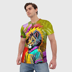 Футболка мужская Funny lion cub - pop art, цвет: 3D-принт — фото 2