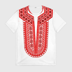 Футболка мужская Красная славянская вышиванка, цвет: 3D-принт