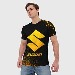 Футболка мужская Suzuki - gold gradient, цвет: 3D-принт — фото 2
