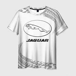 Футболка мужская Jaguar speed на светлом фоне со следами шин, цвет: 3D-принт