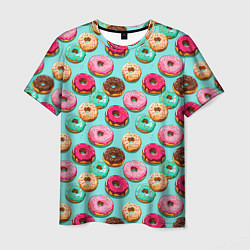 Футболка мужская Разноцветные пончики паттерн, цвет: 3D-принт