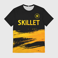 Футболка мужская Skillet - gold gradient: символ сверху, цвет: 3D-принт
