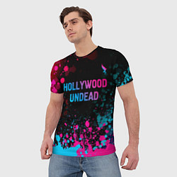 Футболка мужская Hollywood Undead - neon gradient: символ сверху, цвет: 3D-принт — фото 2