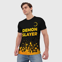 Футболка мужская Demon Slayer - gold gradient: символ сверху, цвет: 3D-принт — фото 2