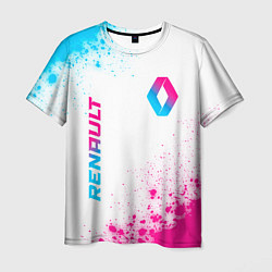 Мужская футболка Renault neon gradient style: надпись, символ