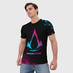 Футболка мужская Assassins Creed - neon gradient, цвет: 3D-принт — фото 2