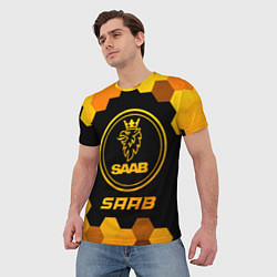 Футболка мужская Saab - gold gradient, цвет: 3D-принт — фото 2