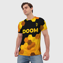 Футболка мужская Doom - gold gradient: символ сверху, цвет: 3D-принт — фото 2