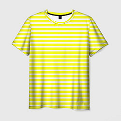 Футболка мужская Жёлтый с белыми полосками, цвет: 3D-принт