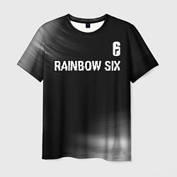 Футболка мужская Rainbow Six glitch на темном фоне: символ сверху, цвет: 3D-принт
