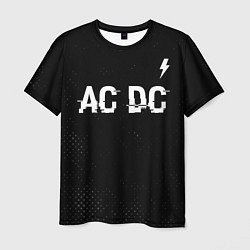 Футболка мужская AC DC glitch на темном фоне: символ сверху, цвет: 3D-принт