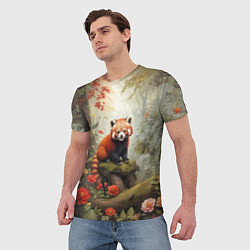 Футболка мужская Красная панда в лесу, цвет: 3D-принт — фото 2