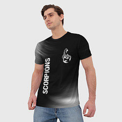 Футболка мужская Scorpions glitch на темном фоне вертикально, цвет: 3D-принт — фото 2