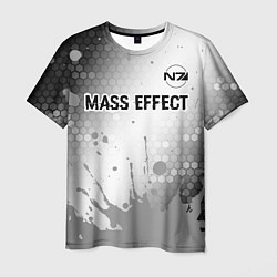 Футболка мужская Mass Effect glitch на светлом фоне посередине, цвет: 3D-принт