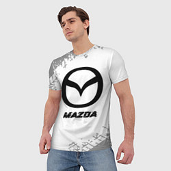 Футболка мужская Mazda speed на светлом фоне со следами шин, цвет: 3D-принт — фото 2