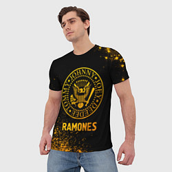 Футболка мужская Ramones - gold gradient, цвет: 3D-принт — фото 2