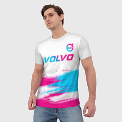Футболка мужская Volvo neon gradient style посередине, цвет: 3D-принт — фото 2