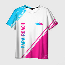 Футболка мужская Papa Roach neon gradient style вертикально, цвет: 3D-принт