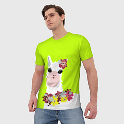 Футболка мужская Лама - альпака в венке, цвет: 3D-принт — фото 2