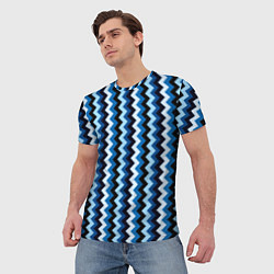 Футболка мужская Ломаные полосы синий, цвет: 3D-принт — фото 2