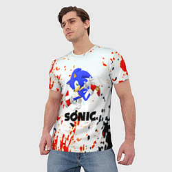 Футболка мужская Sonic краски абстрактные, цвет: 3D-принт — фото 2