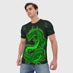 Футболка мужская Зеленый дракон с эффектом свечения, цвет: 3D-принт — фото 2