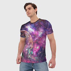 Футболка мужская Пурпурные космические туманности со звездами, цвет: 3D-принт — фото 2